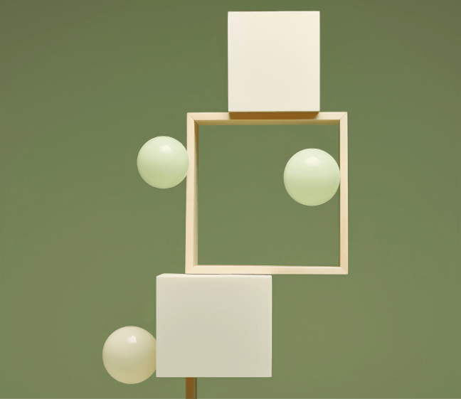 Geometric shapes arranged inside a frame